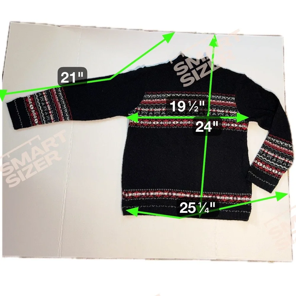 Vtg Basic‎ Editions Turtle Neck Fair Isle Sweater Black Red White Women's Medium - Picture 5 of 6